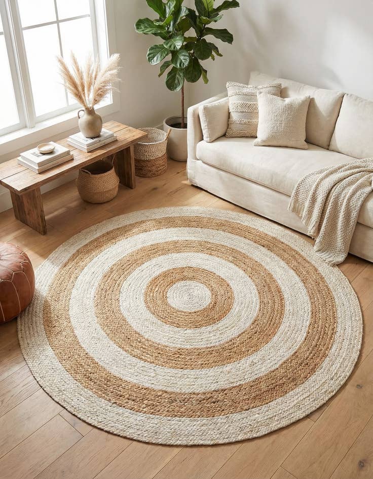 Detail image of 5' 1 x 5' 1  Hand Braided Jute Round Rug