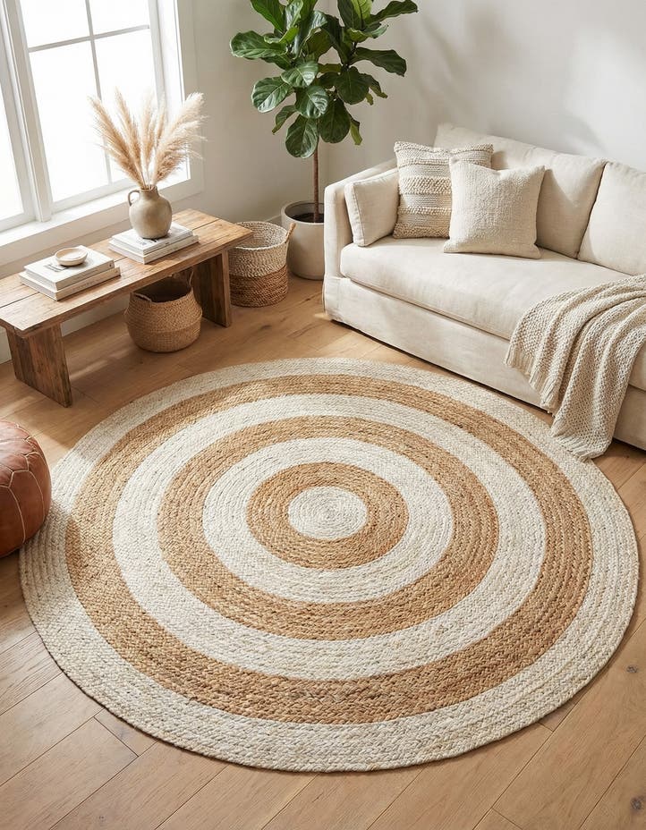 5' 1 x 5' 1 Handmade Braided Jute Round Rug