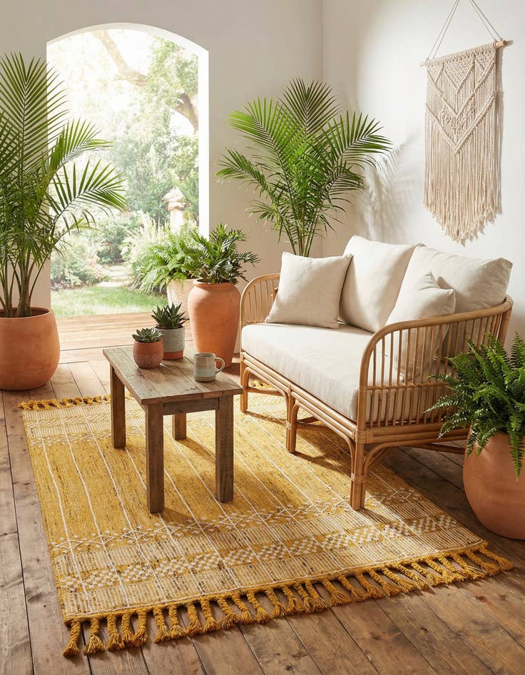Detail image of 5' 1 x 8'  Washable Eco Bohemian Indoor / Outdoor Rug