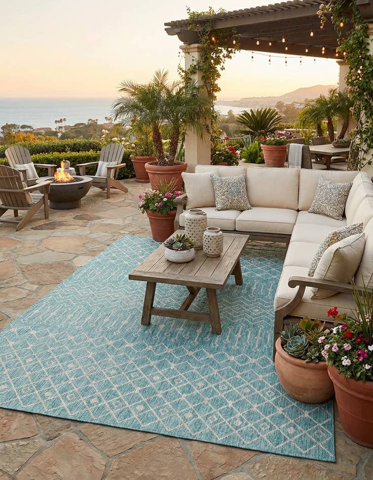 Detail image of 10' x 14'  Washable Trellis Indoor / Outdoor Rug