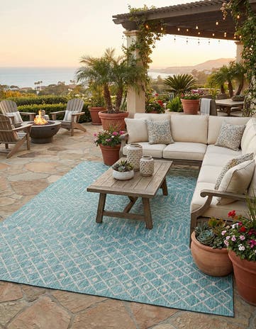 10' x 14' Easy-Clean Lattice Indoor / Outdoor Rug
