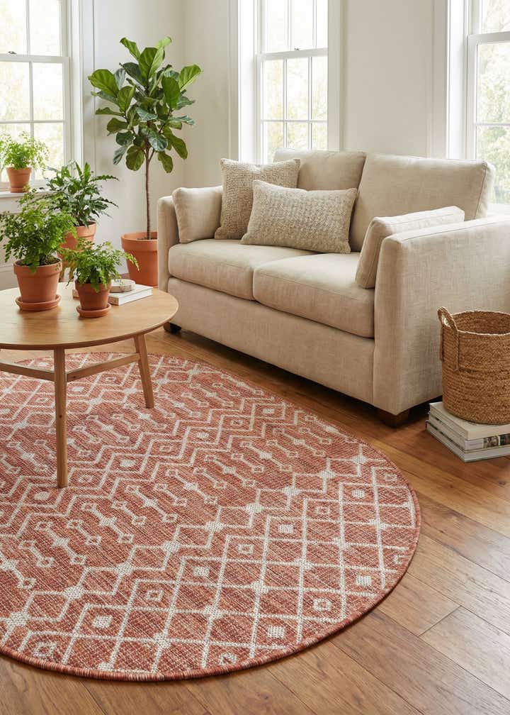 3' x 5' 3 Easy-Clean Trellis Indoor / Outdoor Oval Rug