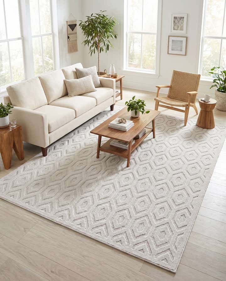 7' 10 x 10' Easy-Clean Trellis Textured Indoor / Outdoor Rug