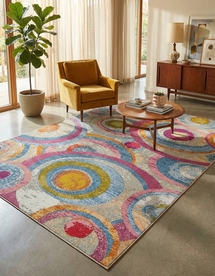 Detail image of  5' x 8'  Washable Modern Indoor / Outdoor Rug