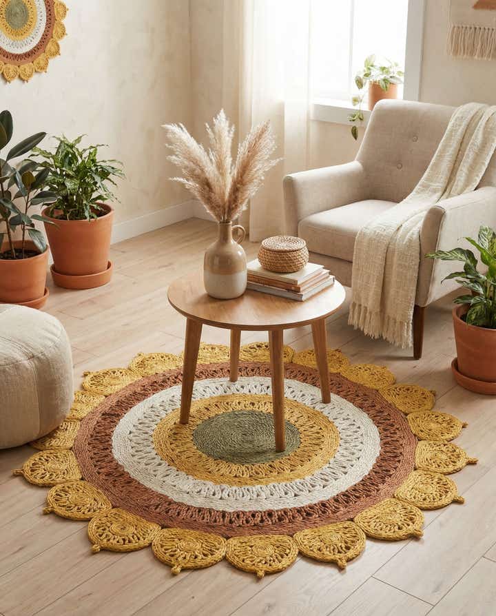 4' 1 x 4' 1 Handmade Braided Jute Round Rug