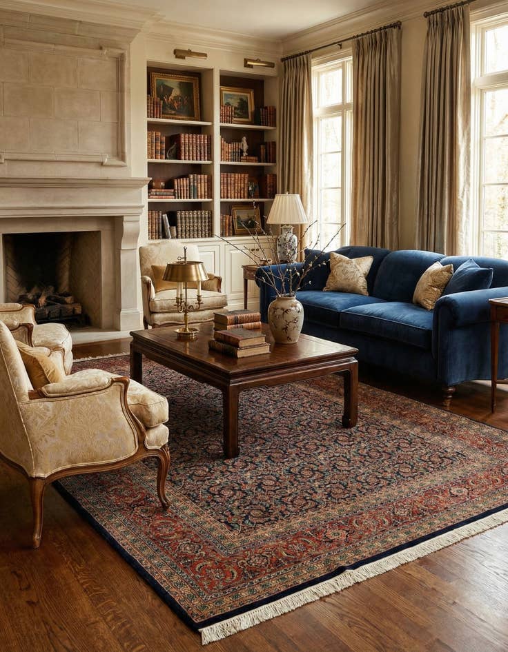 Detail image of 6' 7 x 9' 9  Hand Knotted Farahan Oriental Wool Rug