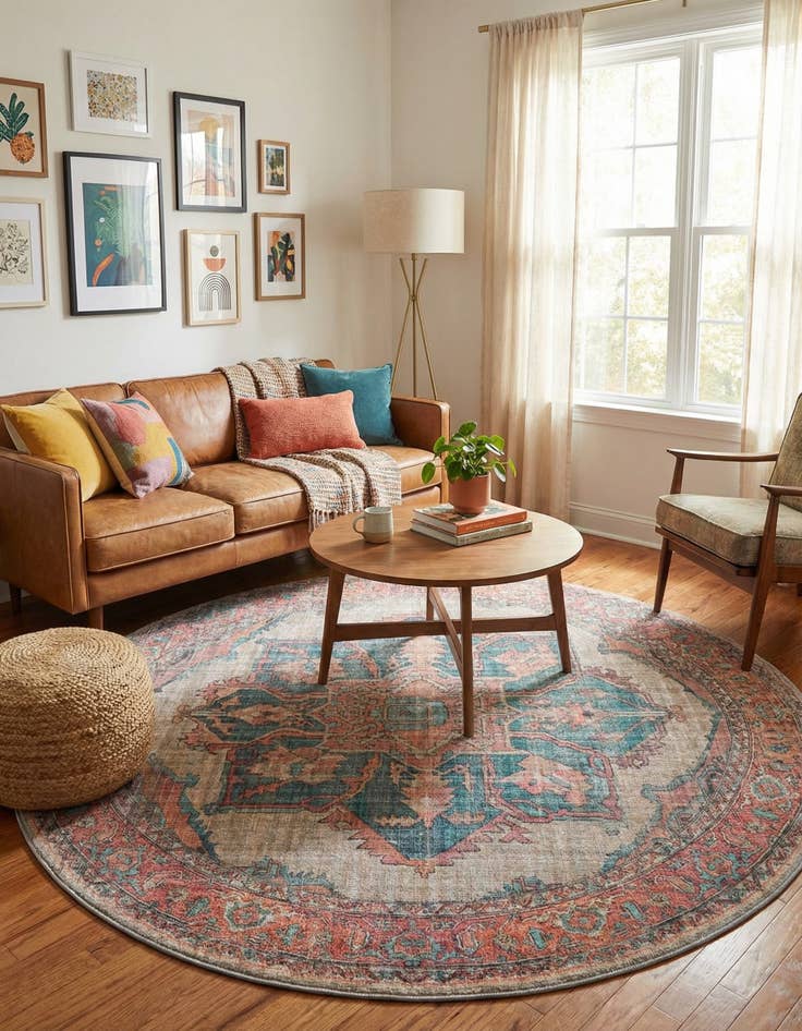 Detail image of 7' 10 x 7' 10  Washable Nostalgia Round Rug