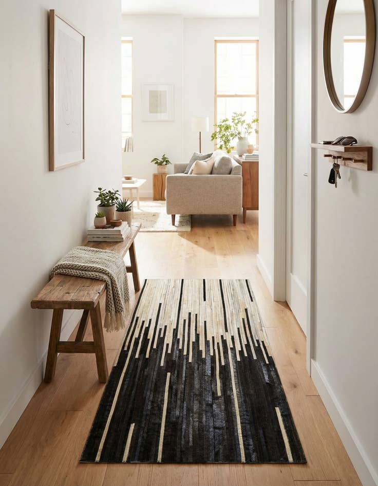 Detail image of 2' 2 x 4' 1 Cowhide Leather Runner Rug