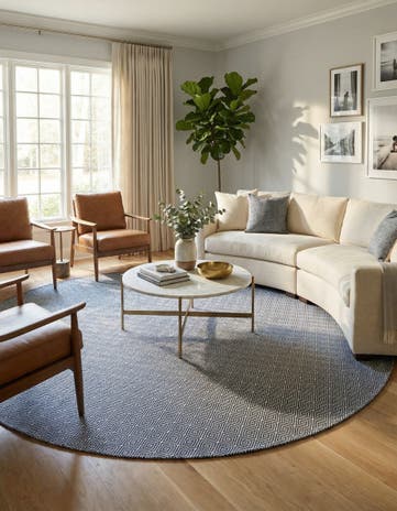 12' x 12' Hand Woven Geo Trellis Flatweave Round Rug