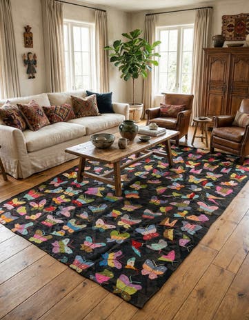6' 5 x 9' 4 Hand Woven Kilim Suzani Wool Rug