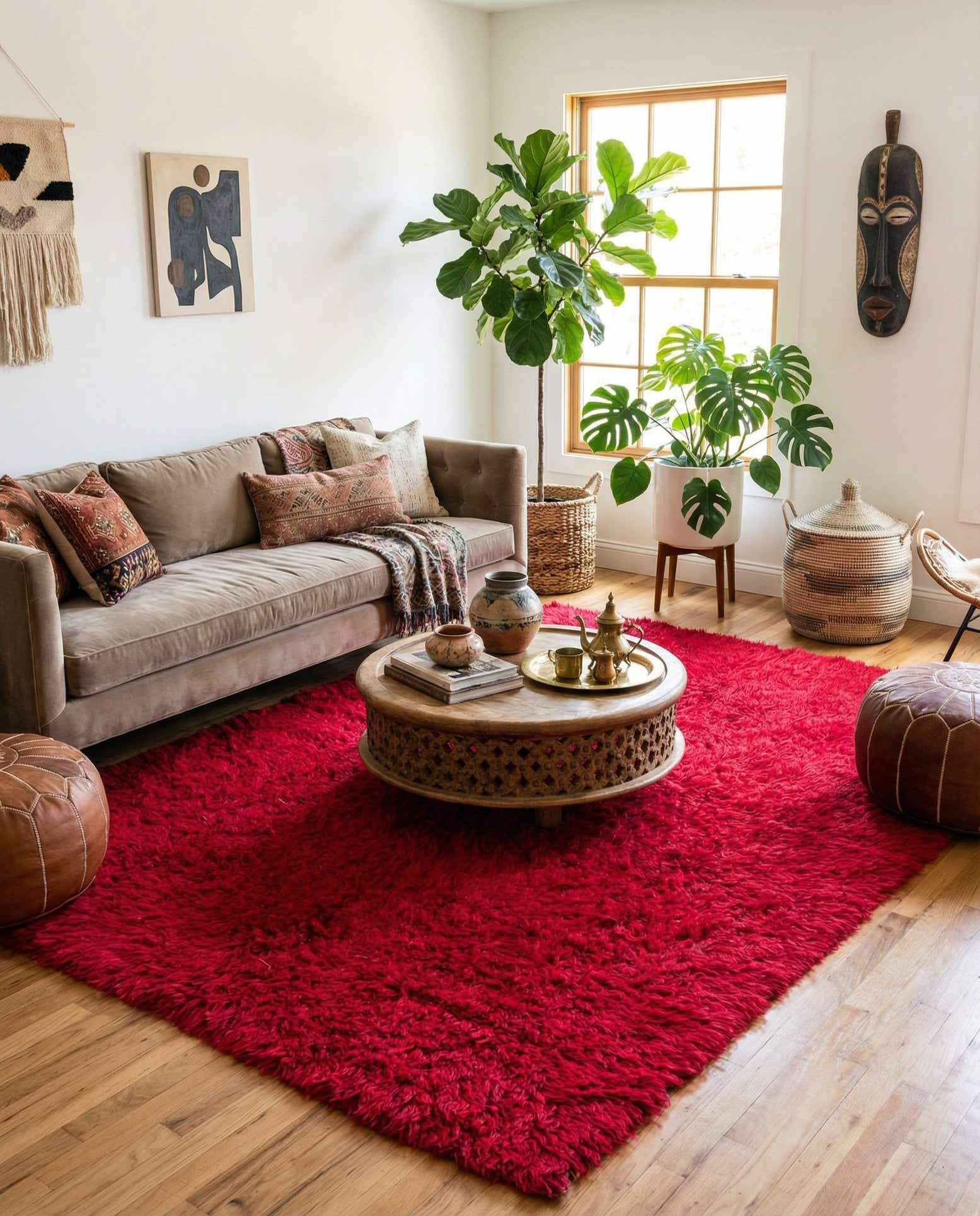 6' x 9' 3 Hand Knotted Moroccan Wool Rug