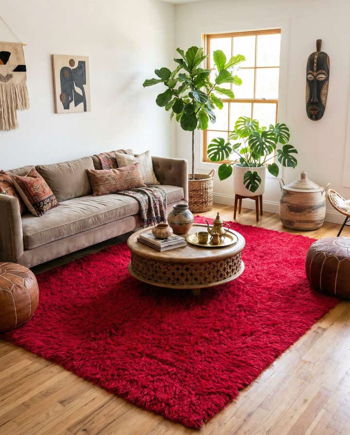 6' x 9' 3 Hand Knotted Moroccan Wool Rug