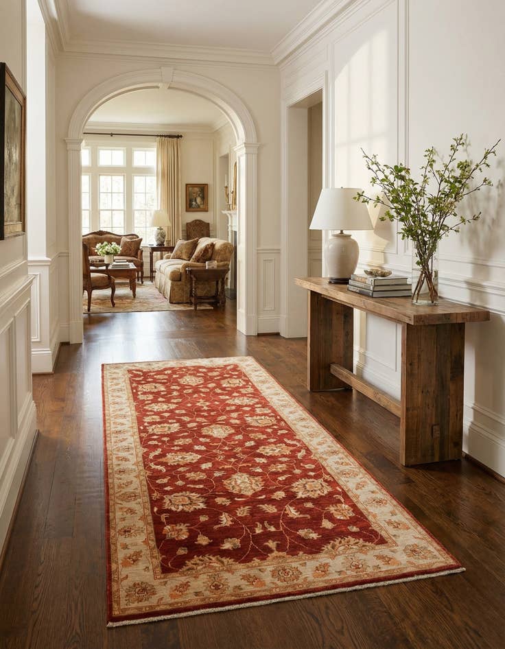 Detail image of 4' 1 x 9' 5  Hand Knotted Peshawar Ziegler Runner Rug