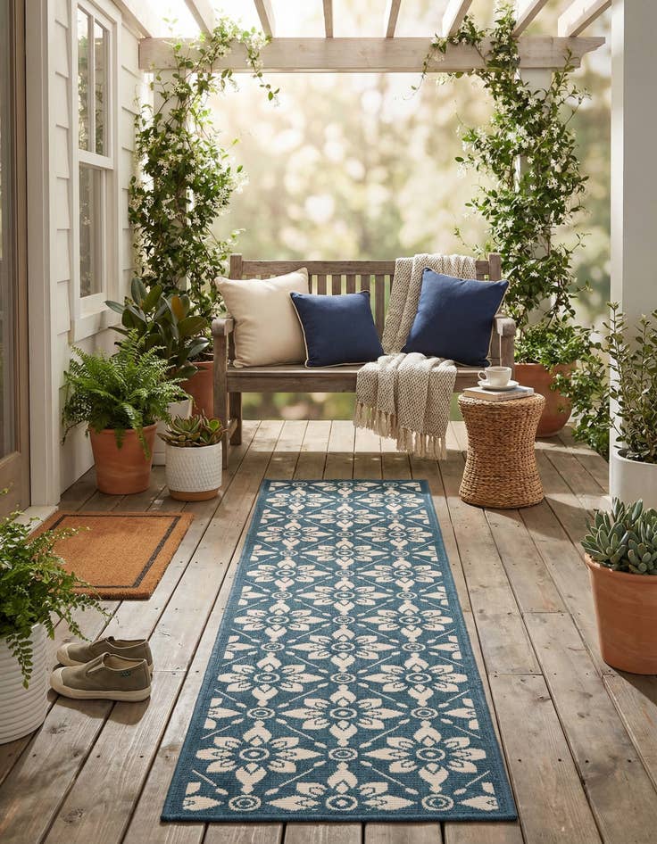 Detail image of 2' x 8'  Washable Trellis Indoor / Outdoor Runner Rug