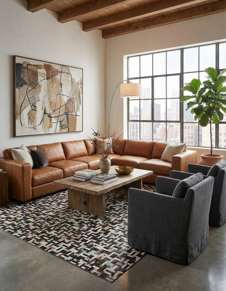 Detail image of  8' x 10' Cowhide Leather Rug