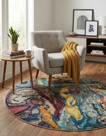 5' 3 x 5' 3 Washable Haerfest Round Rug
