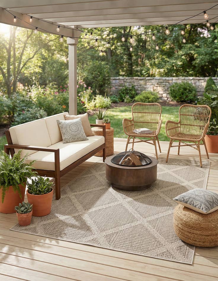 Detail image of  5' 3 x 8'  Washable Lattice Indoor / Outdoor Rug