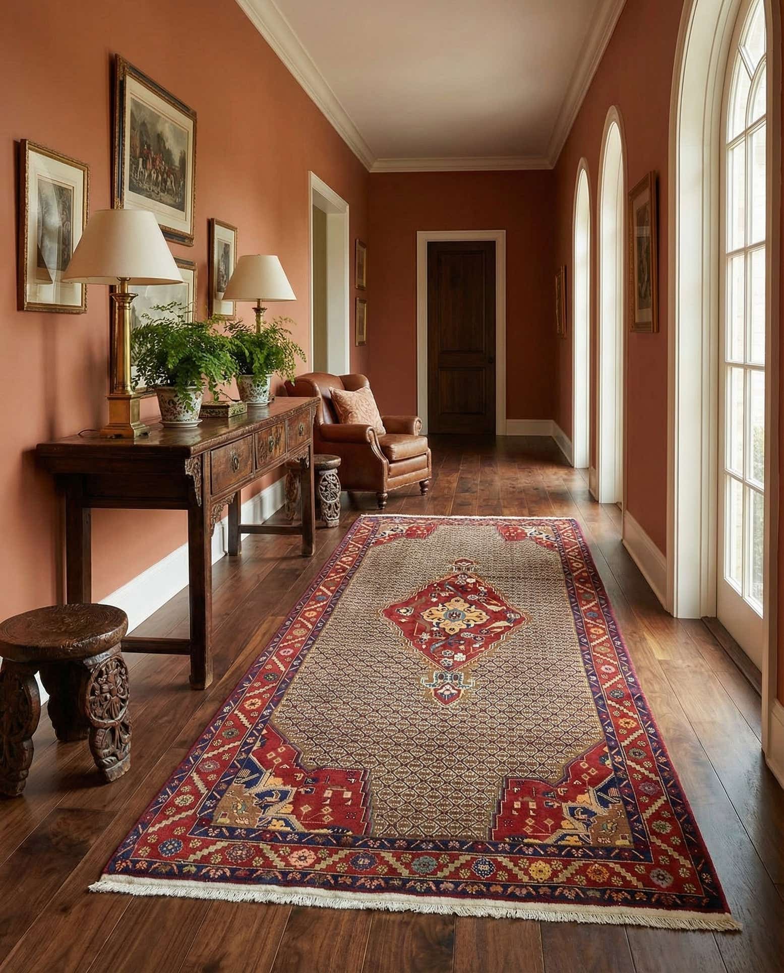 4' 9 x 9' 10 Hand Knotted Koliaei Persian Wool Runner Rug
