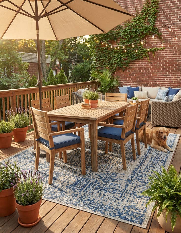 Detail image of 6' x 9' Easy-Clean Traditional Indoor / Outdoor Rug