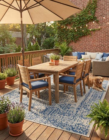 6' x 9' Easy-Clean Traditional Indoor / Outdoor Rug