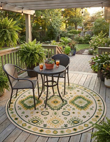 7' 10 x 7' 10 Easy-Clean Baja Indoor / Outdoor Round Rug