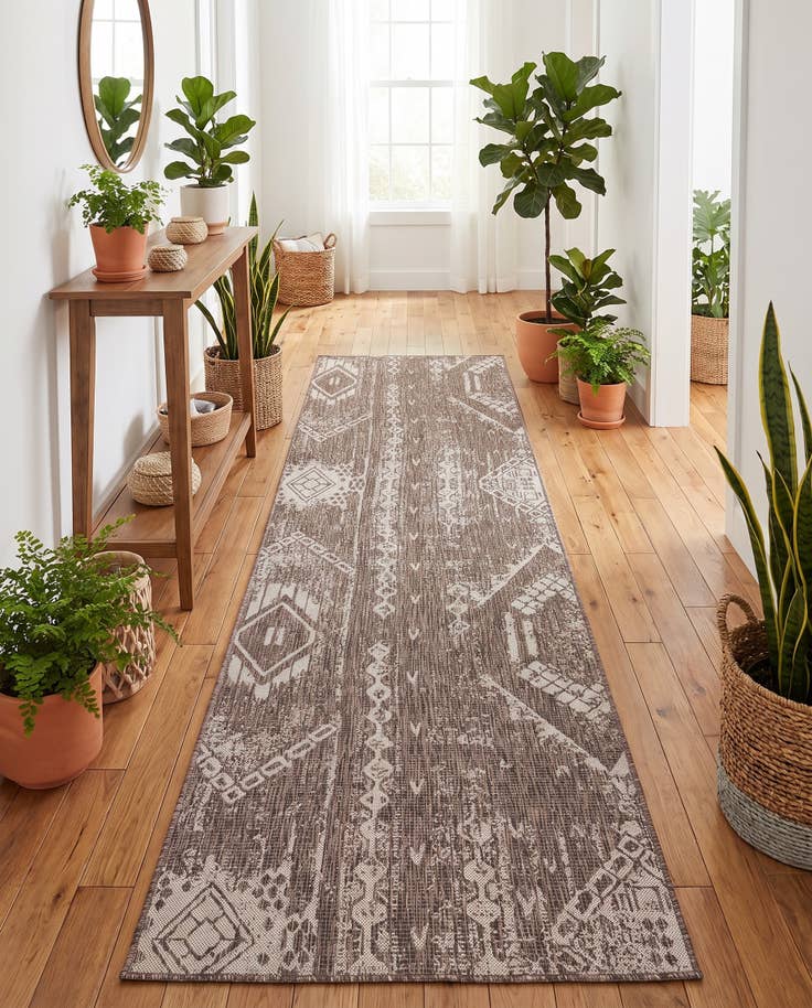 Detailfoto van 80cm x 365cm Makkelijk schoon te maken Bohemian Binnen / buiten Loper Vloerkleed