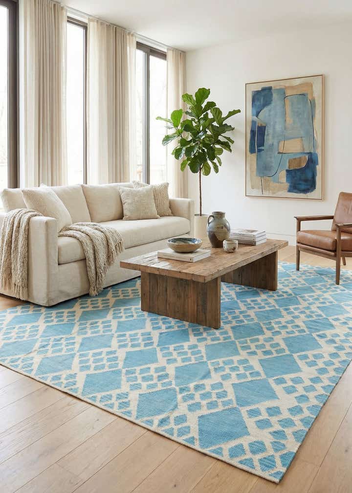 8' 9 x 9' 8 Hand Woven Kilim Modern Wool Rug