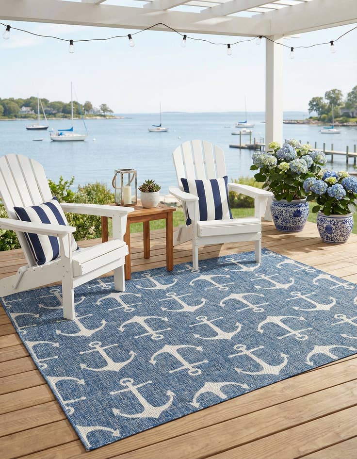 Detail image of 6' x 9'  Washable Coastal Indoor / Outdoor Rug
