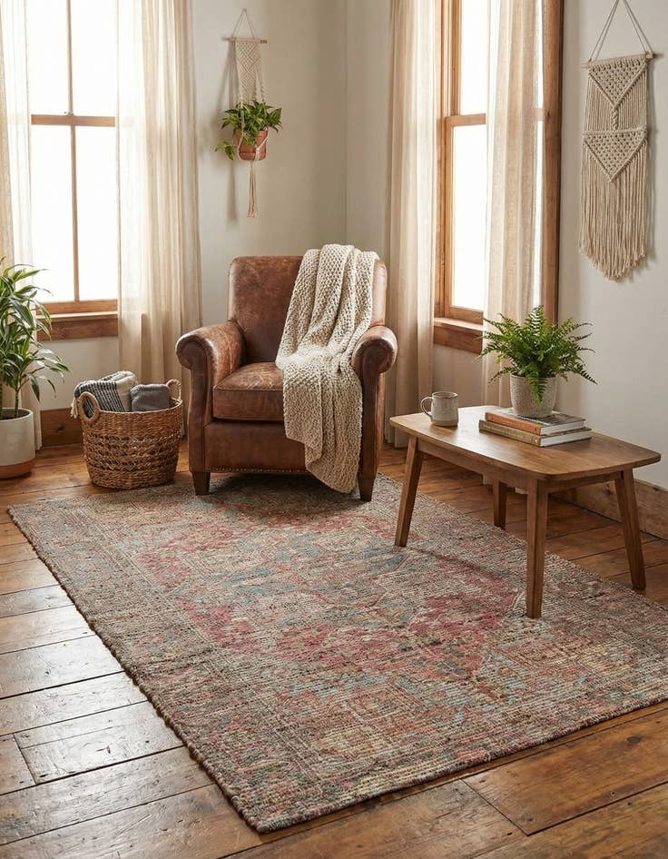 Detail image of 4' 1 x 6' 1 Chenille Jute Rug