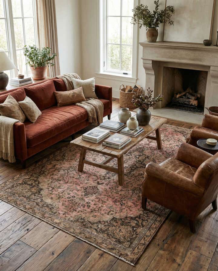 4' 10 x 7' 10 Hand Knotted Ultra Vintage Persian Wool Rug