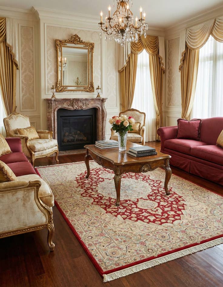 Detail image of 4' 4 x 6' 4 Ghom Silk Rug