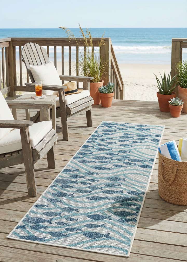 2' x 6' 1 Easy-Clean Coastal Indoor / Outdoor Runner Rug
