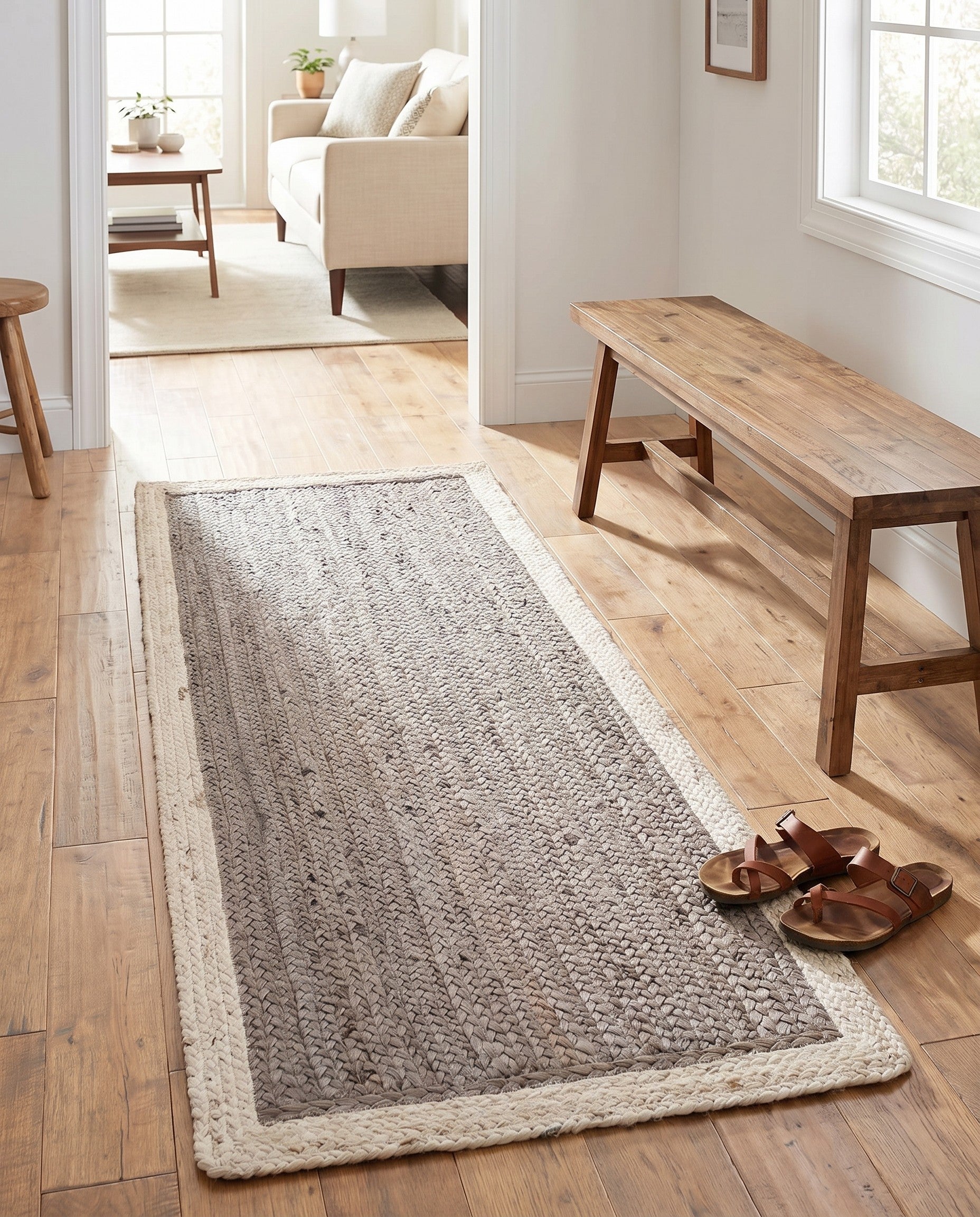 2' x 5' 1 Handmade Braided Jute Runner Rug