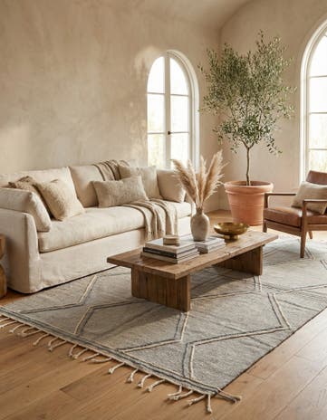 6' 7 x 10' Hand Knotted Moroccan Wool Rug