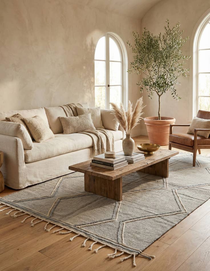 Detail image of  6' 7 x 10'  Hand Knotted Moroccan Wool Rug