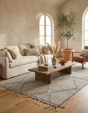 6' 7 x 10' Hand Knotted Moroccan Wool Rug