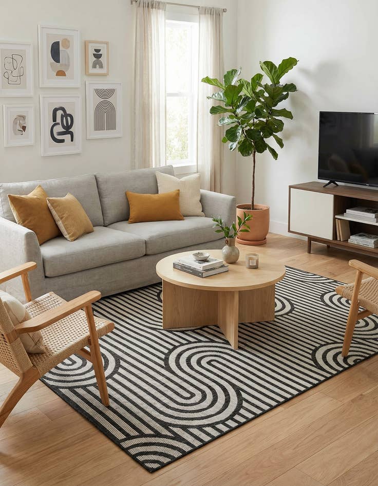 Detail image of  6' x 9'  Washable Modern Indoor / Outdoor Rug