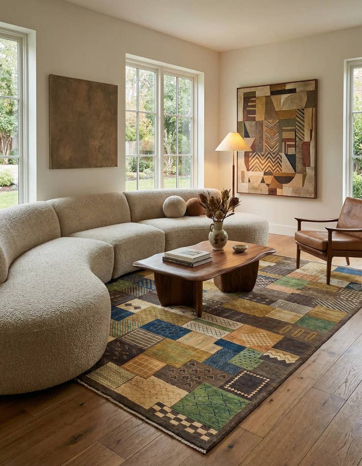 Detail image of  6' 5 x 9' 6  Hand Knotted Modern Ziegler Rug