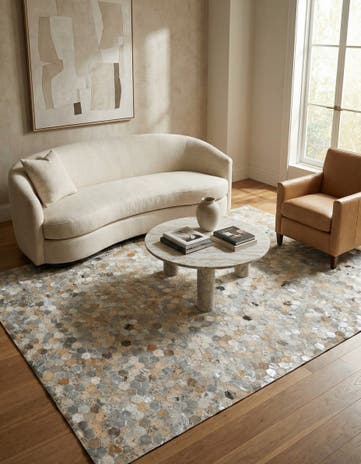 5' 2 x 7' 10 Cowhide Leather Rug