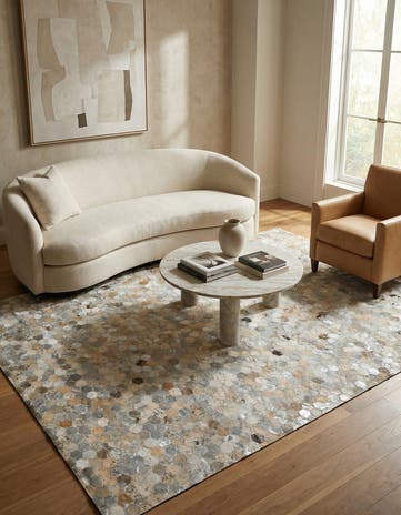 5' 2 x 7' 10 Cowhide Leather Rug