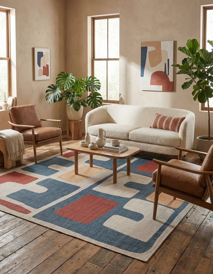 Detail image of 10' x 10'  Washable Baja Indoor / Outdoor Square Rug