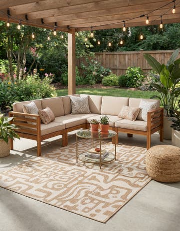 5' 3 x 7' Easy-Clean Modern Indoor / Outdoor Rug