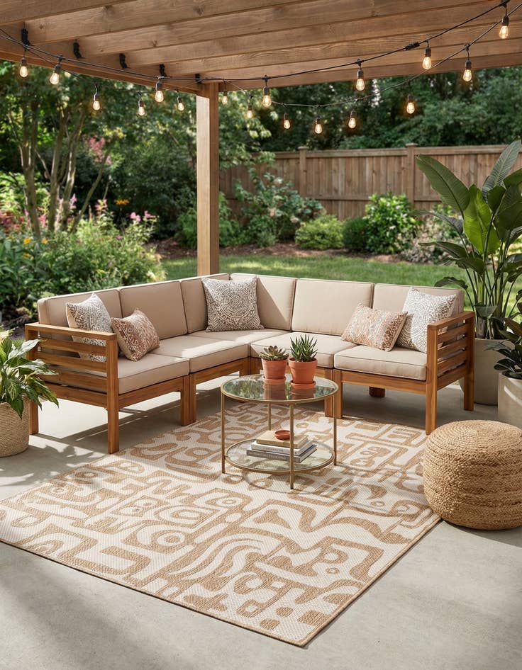 Detail image of  5' 3 x 7'  Washable Modern Indoor / Outdoor Rug