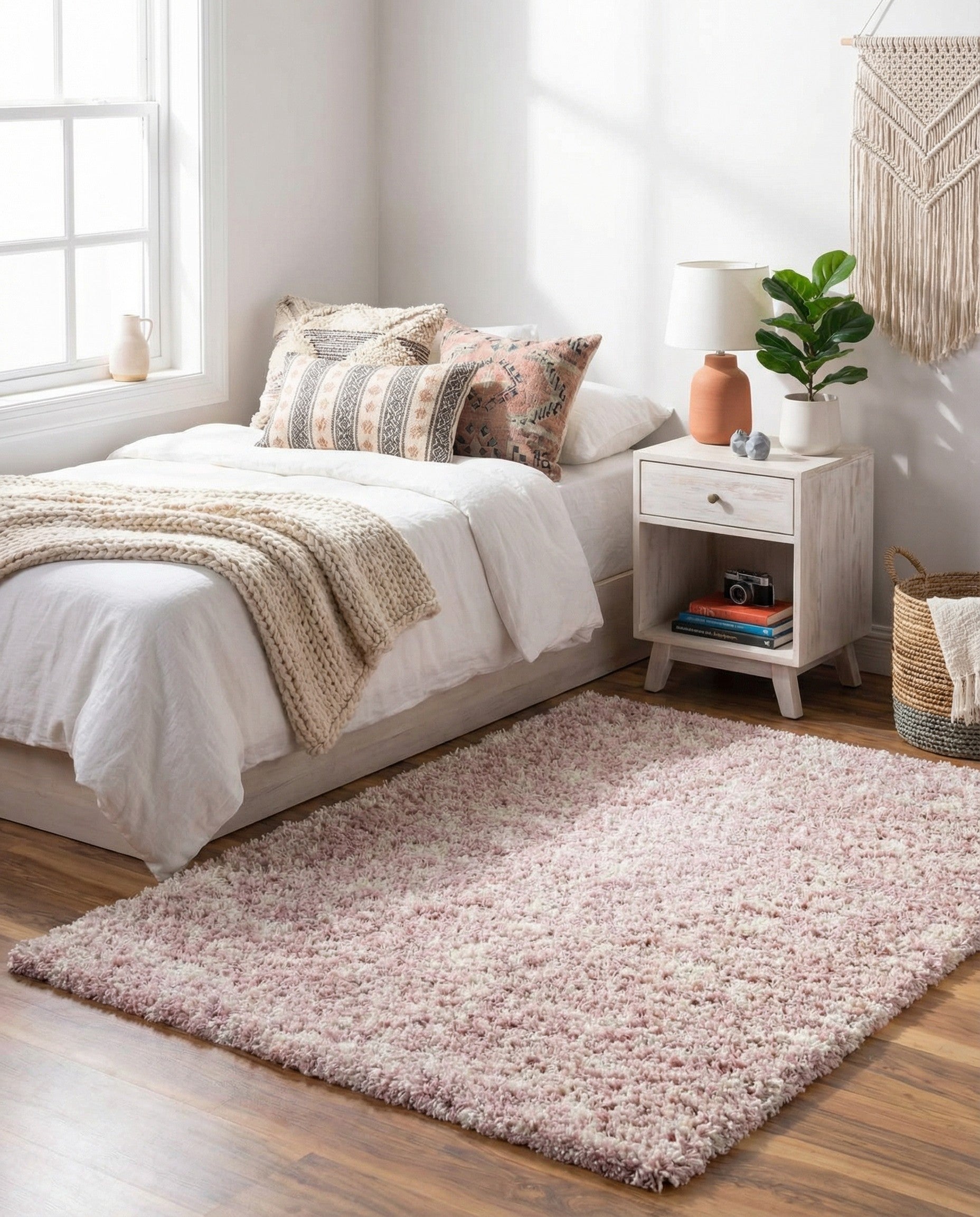  3' x 3' Moroccan Trellis Shag Square Rug