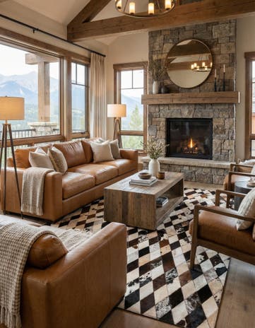 5' 8 x 8' Cowhide Stocks Rug