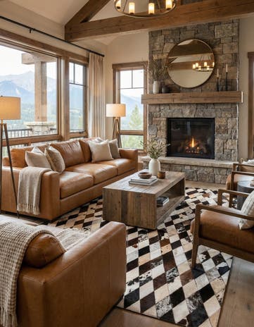 5' 8 x 8' Cowhide Stocks Rug