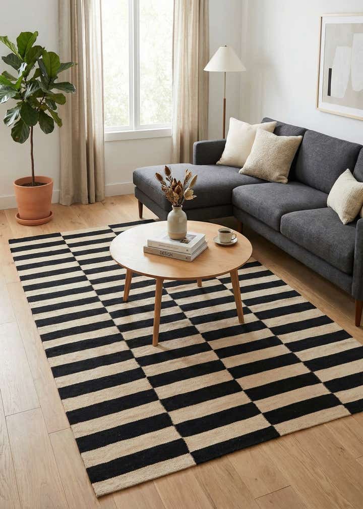 4' 1 x 5' 11 Hand Woven Kilim Modern Wool Rug