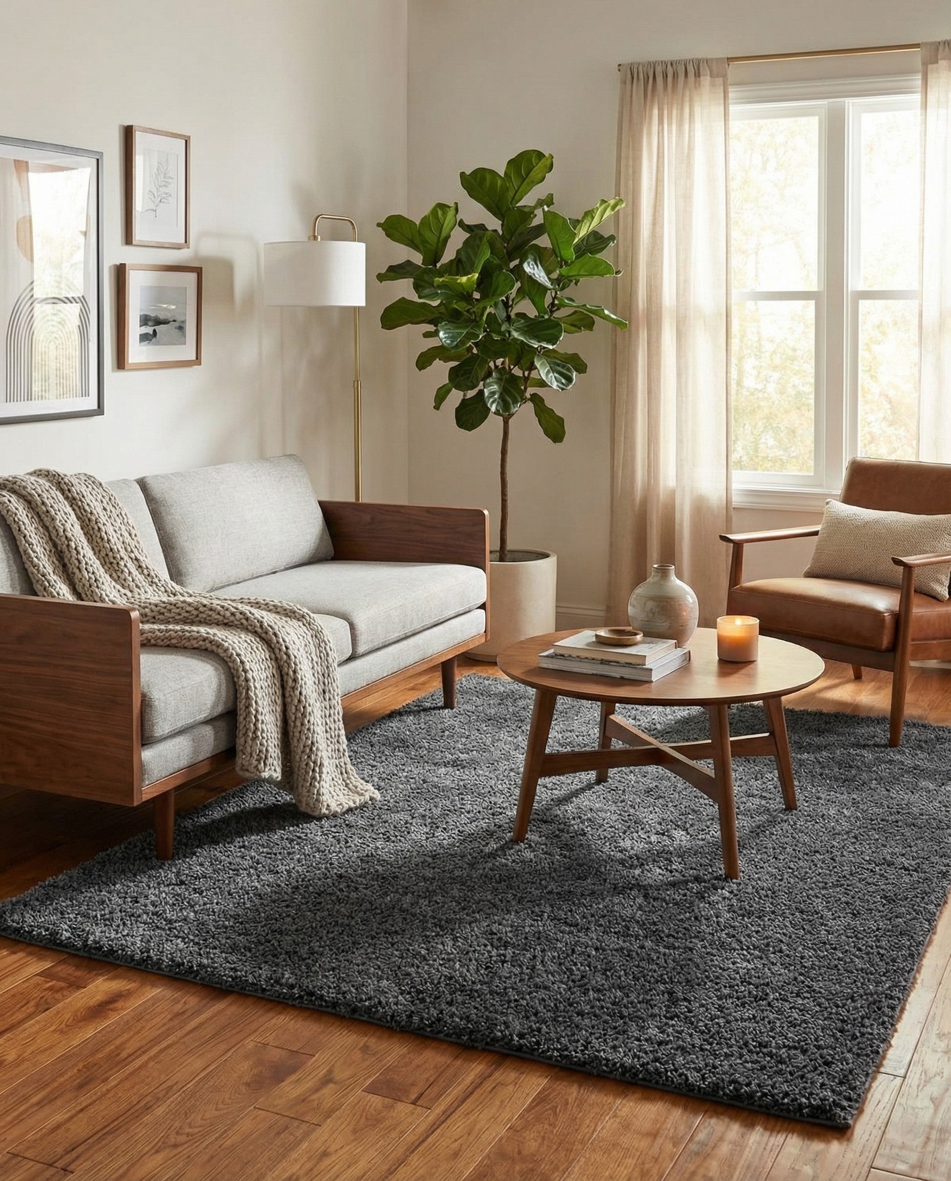  8' x 8' Soft Solid Shag Square Rug