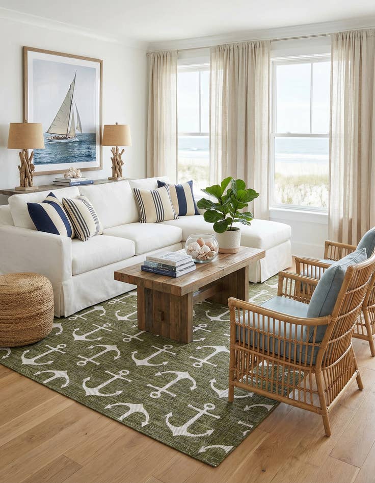 Detail image of  9' x 12'  Washable Coastal Indoor / Outdoor Rug