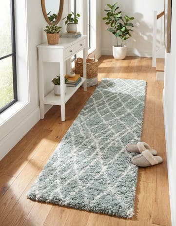 Sage Green Soft Touch Shag Runner Rug